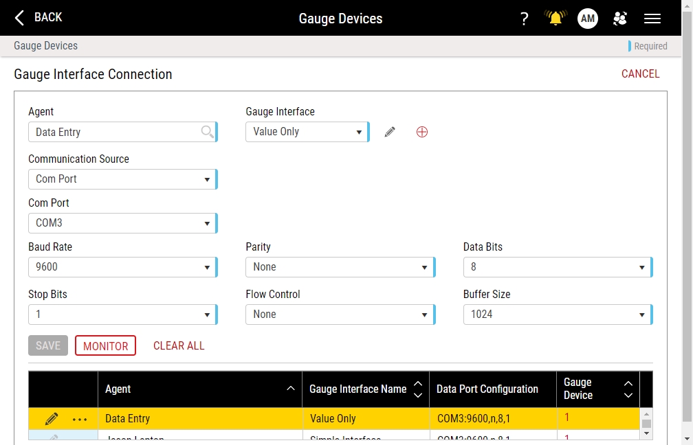 Gauge Interface Connections