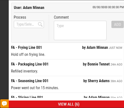Process Comments Examples Adding/Viewing Process Comments